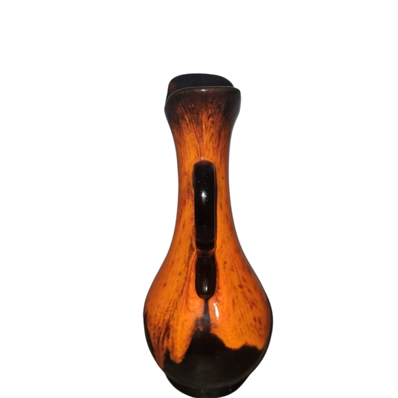 Vintage Canuck Pottery Orange and Black Drip Glaze Vase - Picture 4 of 7